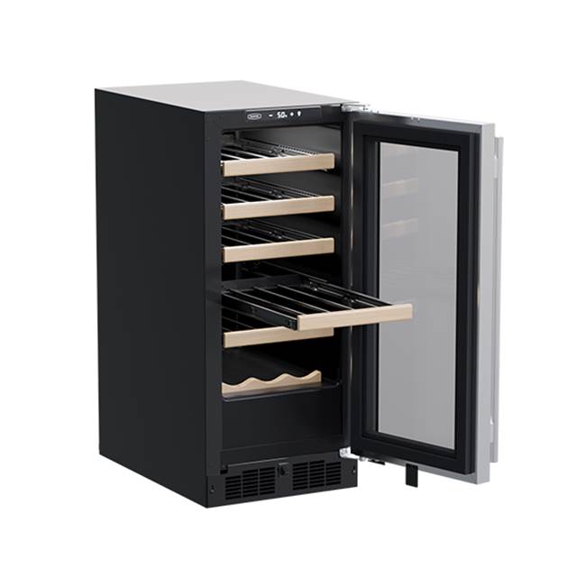 15'' Marvel Wine Refrigerator, Stainless Steel, Glass Door, Reversible Door