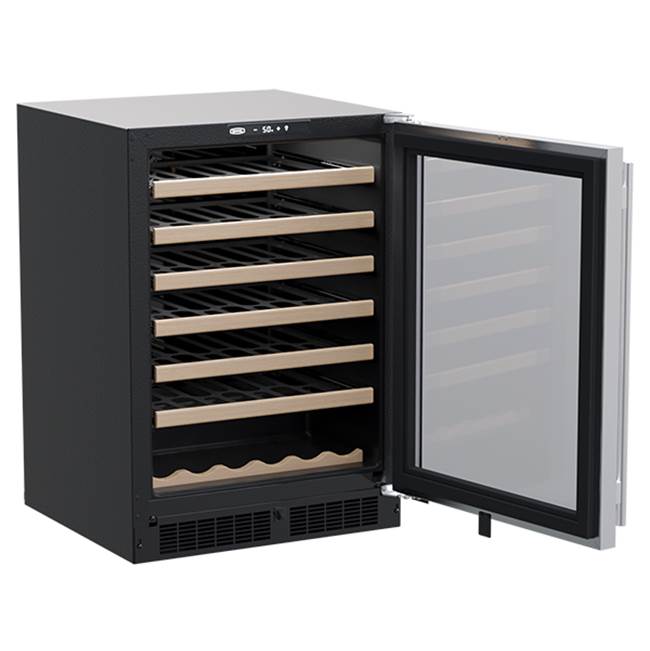 24'' Marvel Single Zone Wine Refrigerator, Stainless Steel, Glass Door, Reversible Door