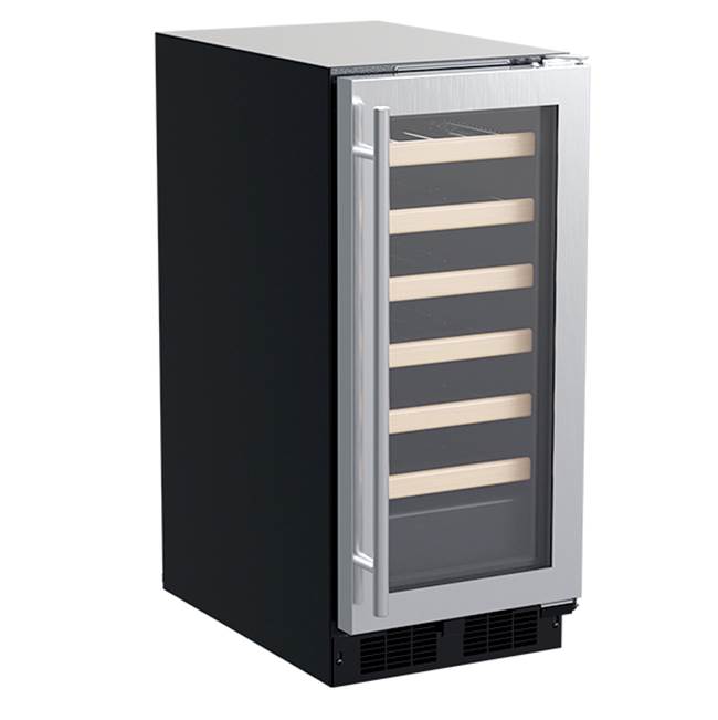 Marvel - 15'' Marvel Wine Refrigerator, Stainless Steel, Glass Door, Reversible Door