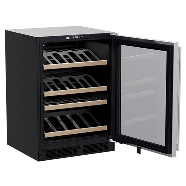 24'' Marvel Gallery High Efficiency Single Zone Wine Refrigerator, Stainless Steel Frame Glass Door, Reversible Door