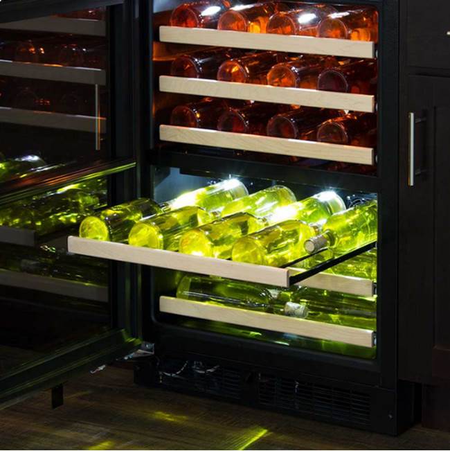 24'' Marvel High Efficiency Dual Zone Single Zone Wine Refrigerator, Stainless Steel, Glass Door, Reversible Door