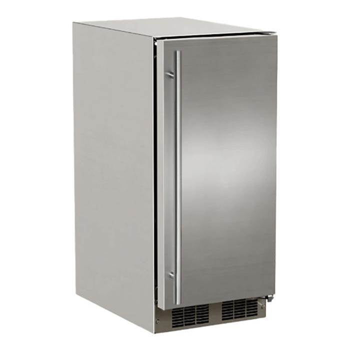 Marvel - 15'' Outdoor Nugget Ice Machine, Pump, Stainless Steel, Solid Door, Reversible Door - Stainless Steel