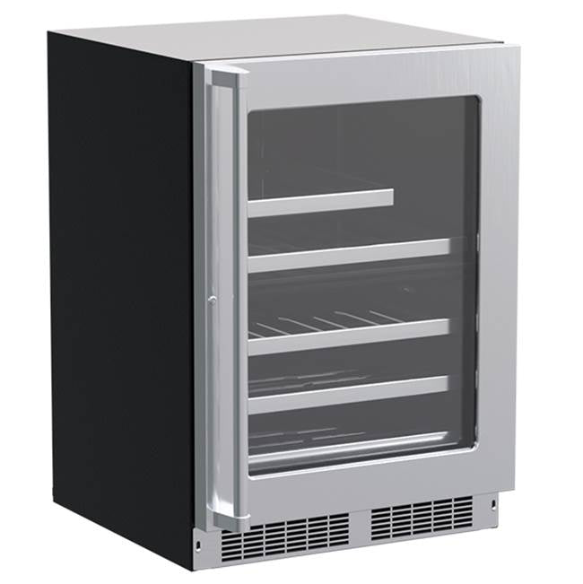 Marvel - 24'' Marvel Professional Dual Zone Wine And Beverage Center, Stainless, Glass Door, Lock, Reversible Door