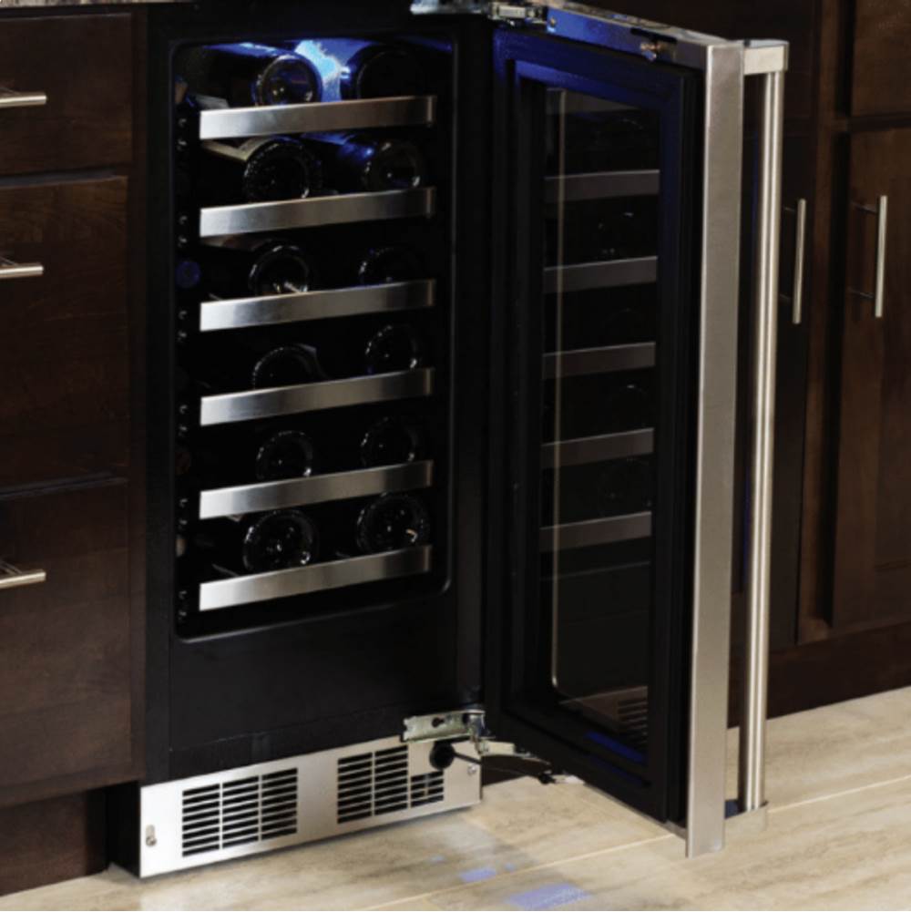 15'' Marvel Professional Single Zone Wine Refrigerator,Stainless, Glass Door, Lock, Reversible Door