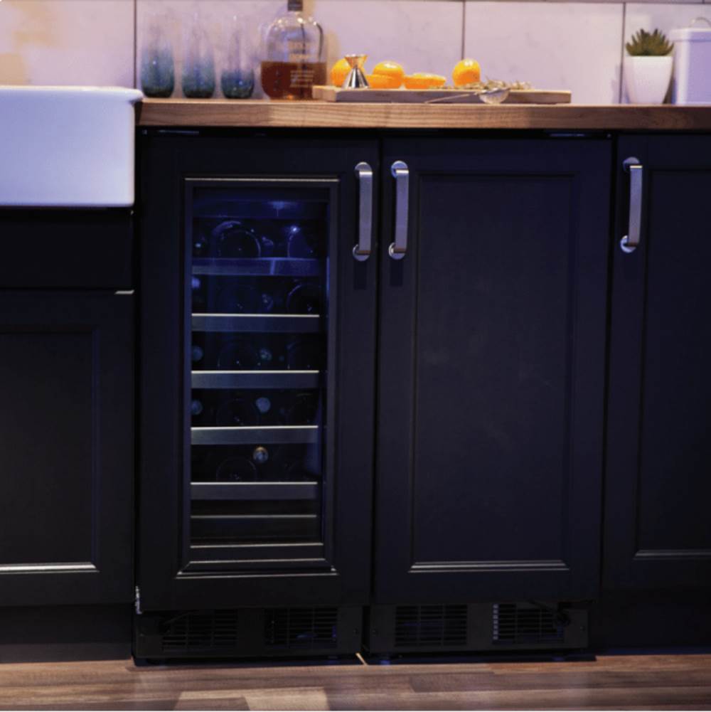 15'' Marvel Professional Single Zone Wine Refrigerator, Panel Ready, Glass Door, Lock, Reversible Door