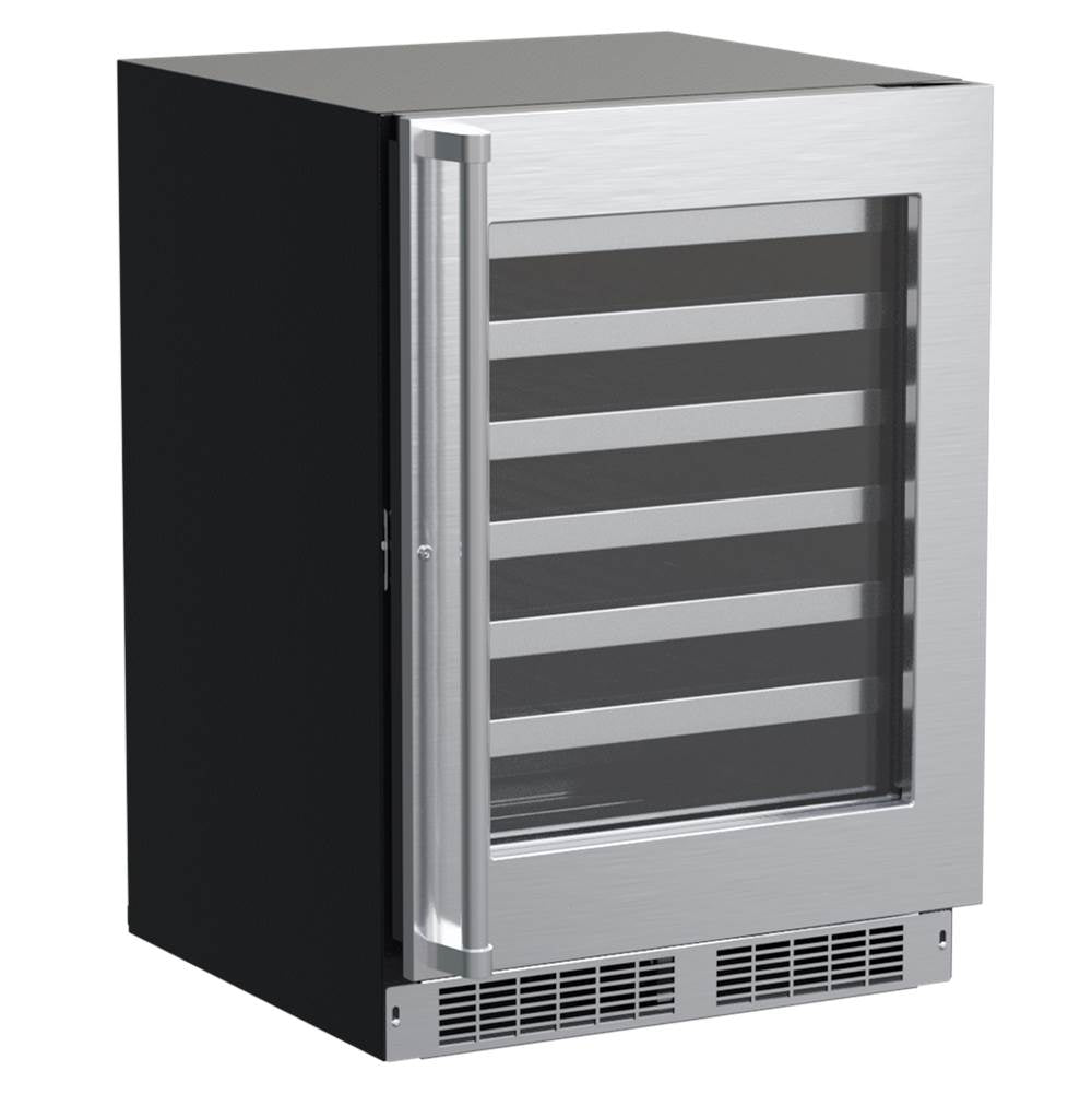 Marvel - 24'' Marvel Professional Single Zone Wine Refrigerator, Stainless, Glass Door, Lock, Reversible Door