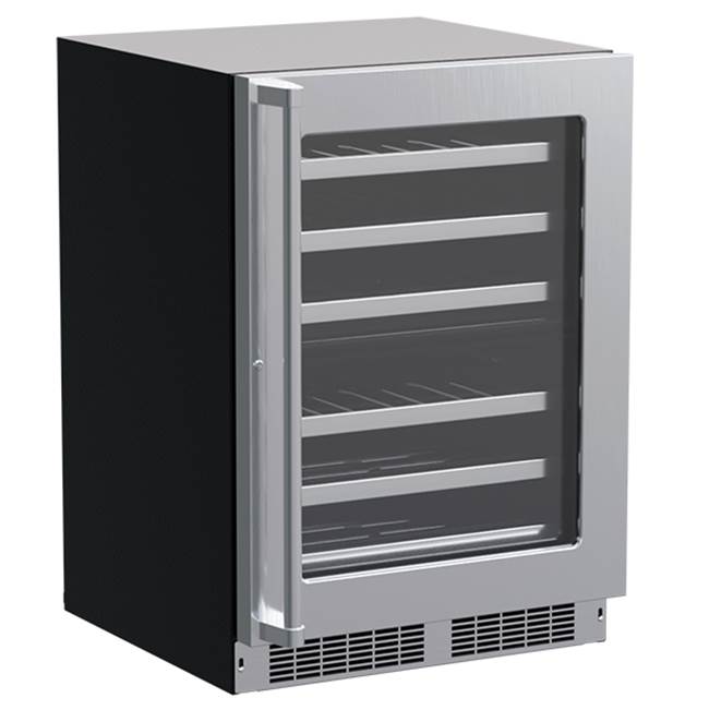 Marvel - 24'' Marvel Professional Dual Zone Wine Refrigerator, Stainless, Glass Door, Lock, Reversible Door