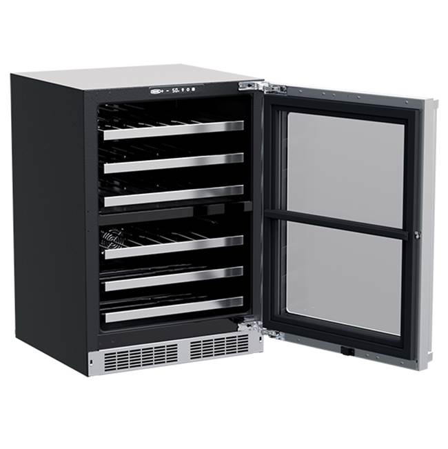 24'' Marvel Professional Dual Zone Wine Refrigerator, Stainless, Glass Door, Lock, Reversible Door