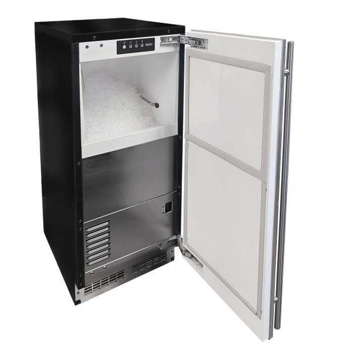 15'' Nugget Ice Machine, Pump, Stainless Steel, Solid Door, Reversible Door