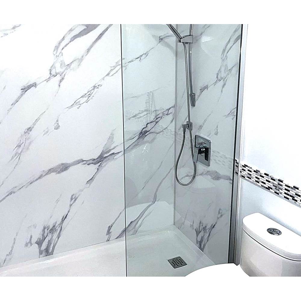 Capella 78 Screen and Return Panel for 36 in. Base with GlassShield glass in Chrome