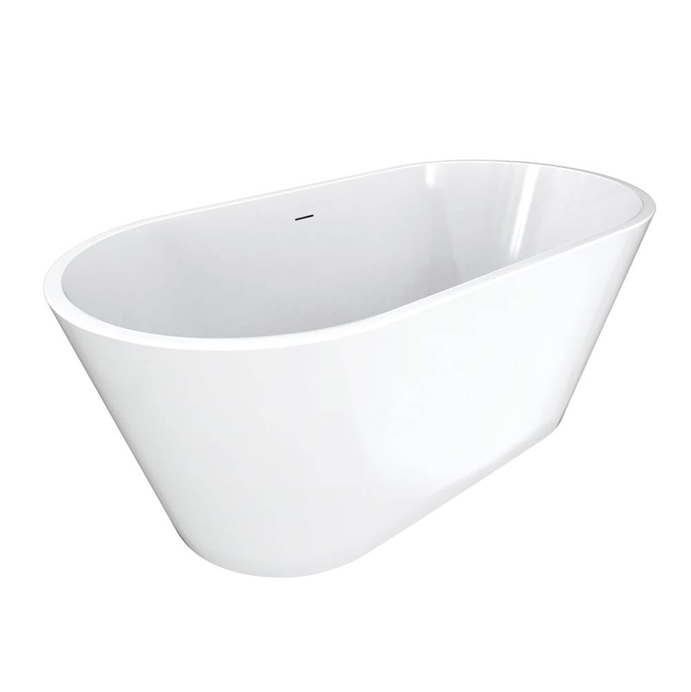 Calinda 60 x 30 Acrylic Freestanding Oval Center Drain Bathtub in White