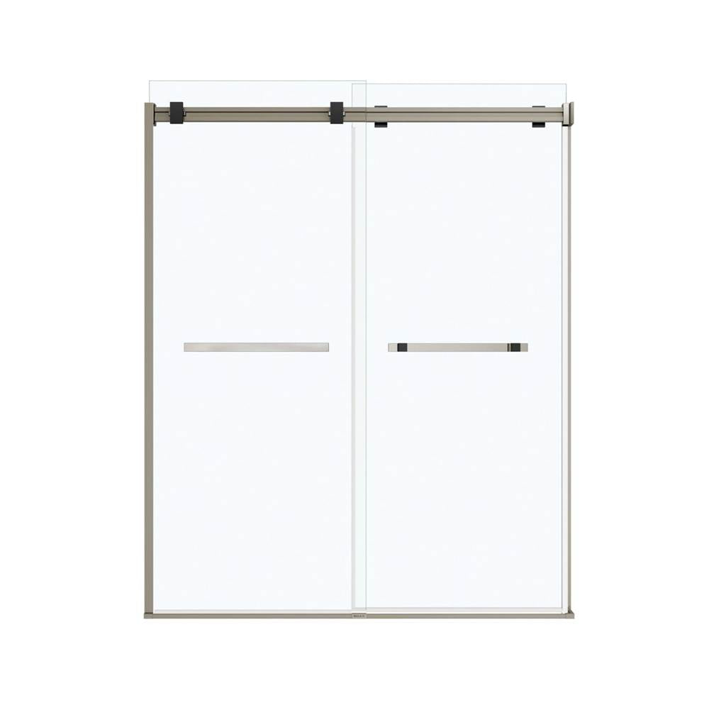 Duel 56-58.5 x 70.5-74 in. 8 mm Bypass Shower Door for Alcove Installation with Clear glass in Brushed Nickel & Matte Black