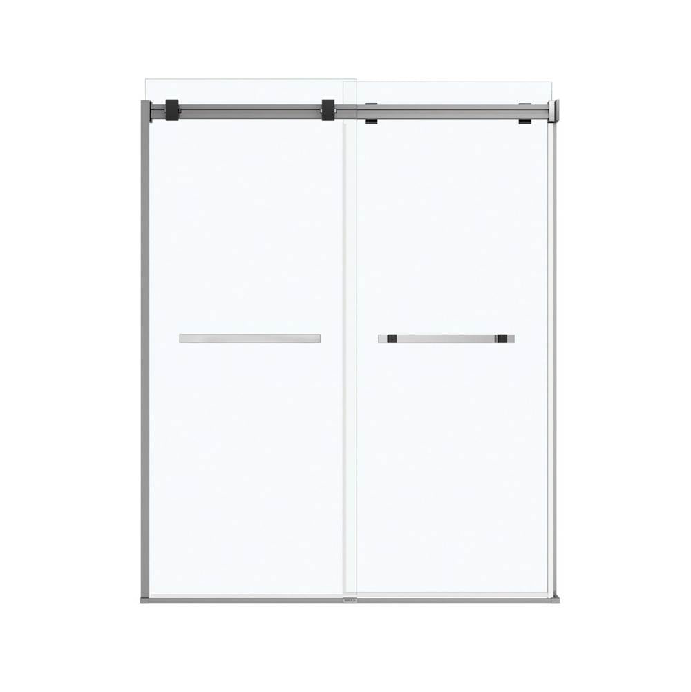 Duel 56-58.5 x 70.5-74 in. 8 mm Bypass Shower Door for Alcove Installation with Clear glass in Chrome & Matte Black