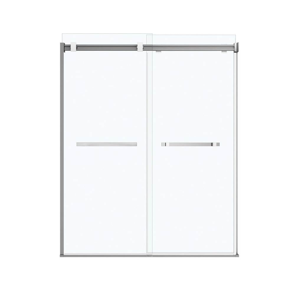 Duel 56-58.5 x 70.5-74 in. 8 mm Bypass Shower Door for Alcove Installation with Clear glass in Chrome & Matte White