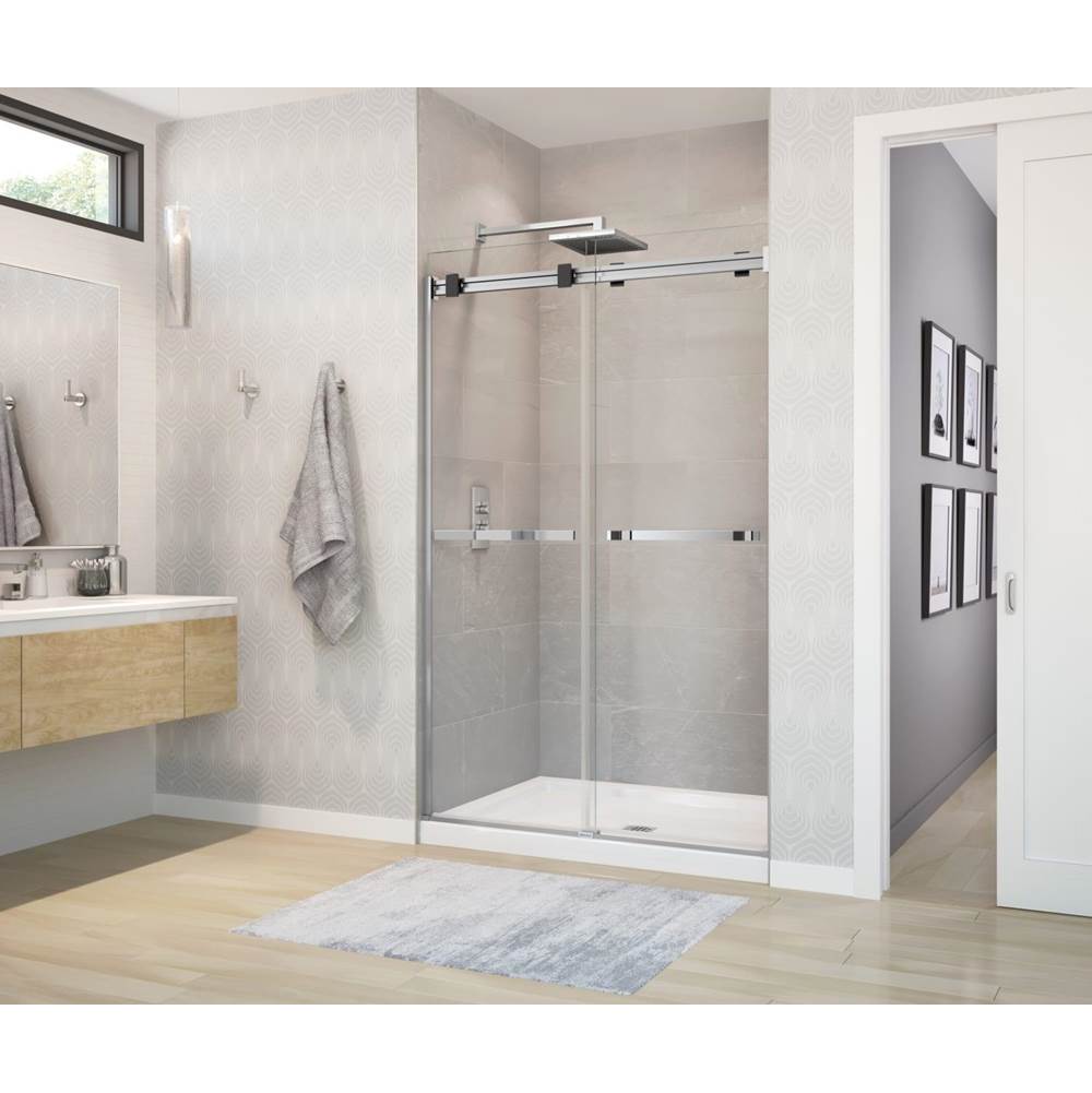 Maax - Duel 44-47 x 70.5-74 in. 8 mm Bypass Shower Door for Alcove Installation with Clear glass in Chrome & Matte Black