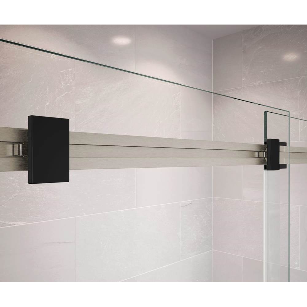 Duel 44-47 x 70.5-74 in. 8 mm Bypass Shower Door for Alcove Installation with Clear glass in Brushed Nickel & Matte Black