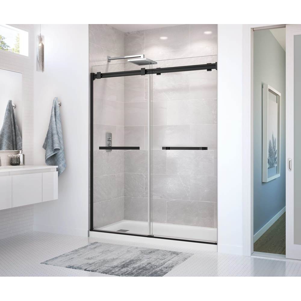 Maax - Duel 56-58.5 x 70.5-74 in. 8mm Bypass Shower Door for Alcove Installation with Clear glass in Matte Black