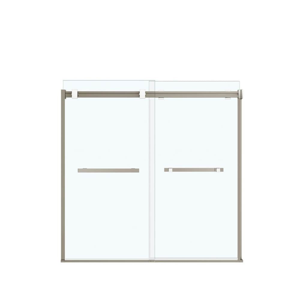 Duel 56-59 x 55.5 x 59 in. 8 mm Bypass Tub Door for Alcove Installation with Clear glass in Brushed Nickel & Matte White