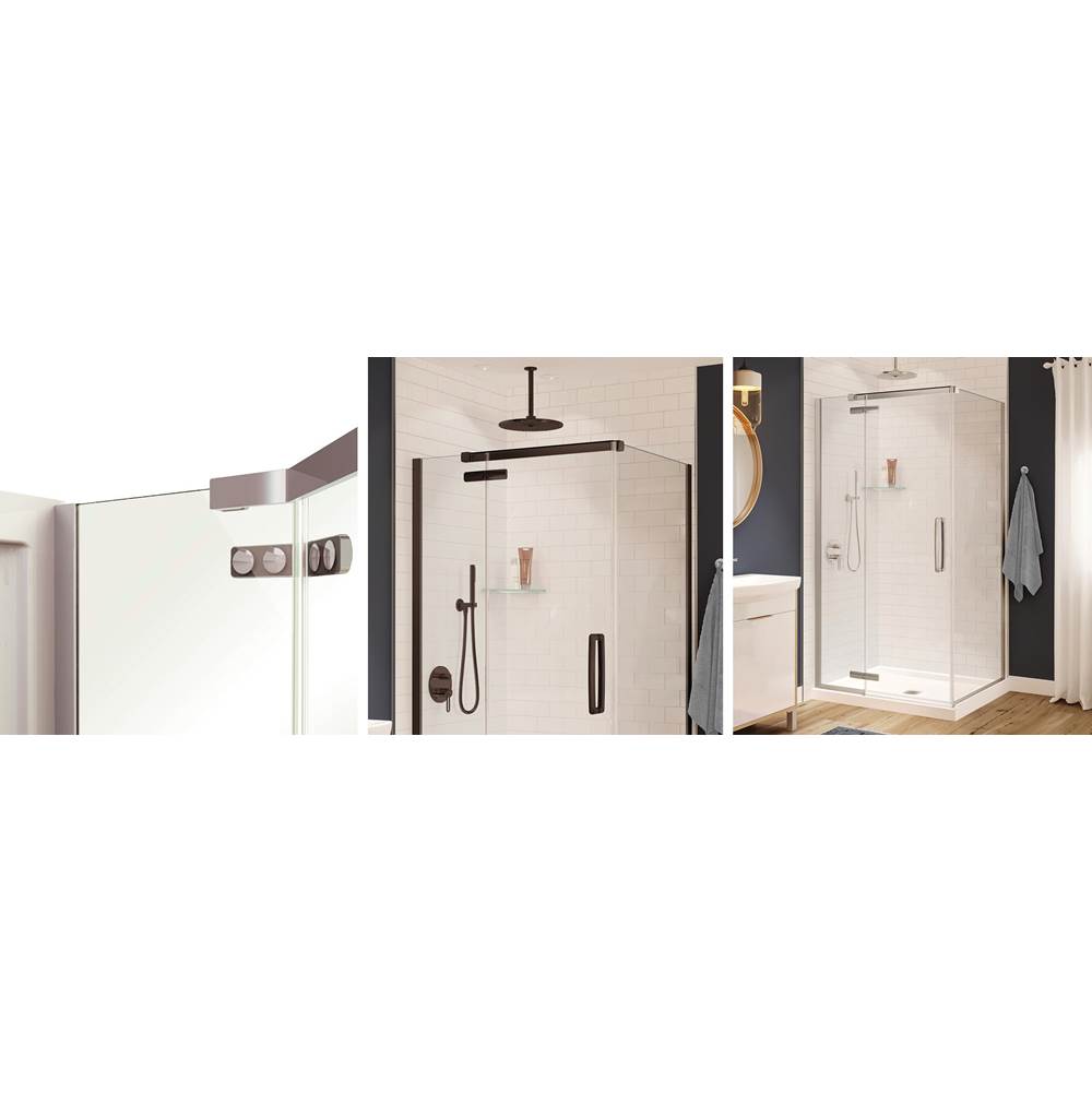 Link Curve Rectangular 42 x 34 x 75 in. 8mm Pivot Shower Door for Corner Installation with Clear glass in Matte Black