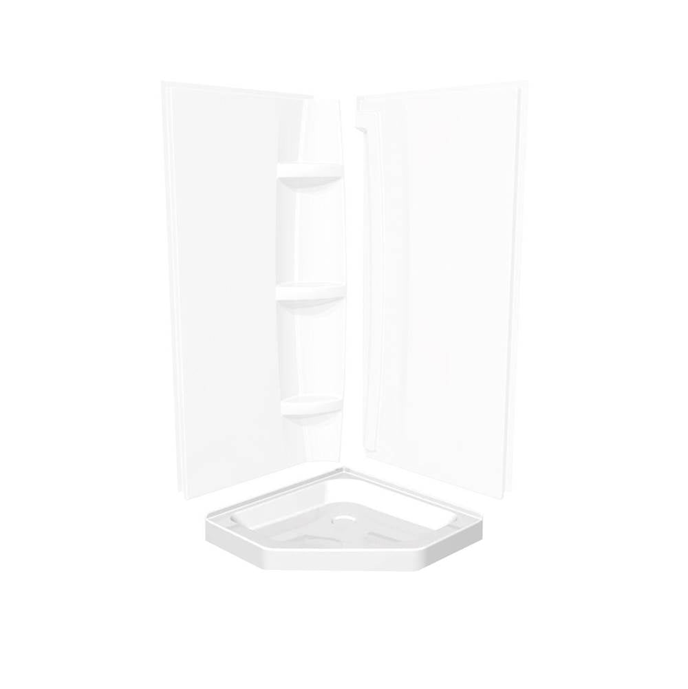 Neo-Angle Base 42 3 in. 42 x 42 Acrylic Corner Left or Right Shower Base with Corner Drain in White