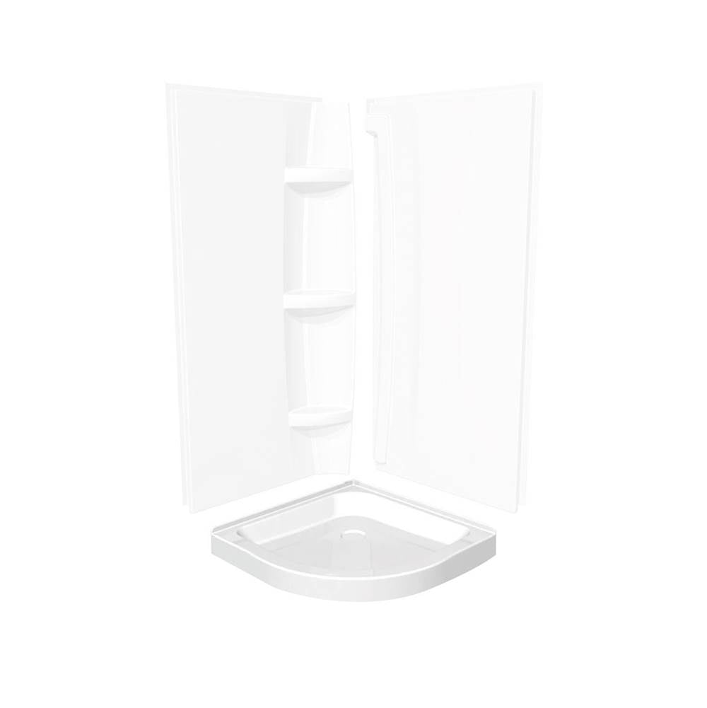 Neo-Round Base 40 3 in. 40 x 40 Acrylic Corner Left or Right Shower Base with Corner Drain in White