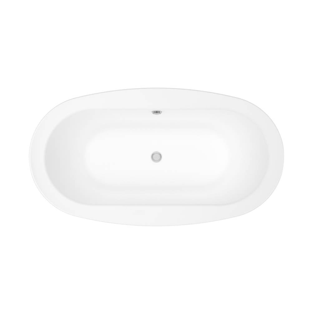 Jazz F 66 x 36 Acrylic Freestanding Center Drain Bathtub in White with White Skirt