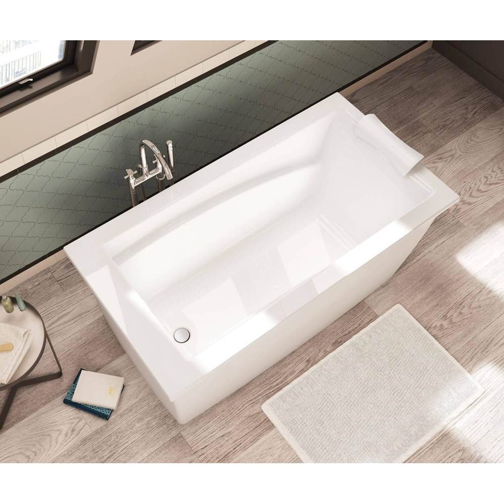 Optik 6032 F Acrylic Freestanding End Drain Bathtub in White with White Skirt