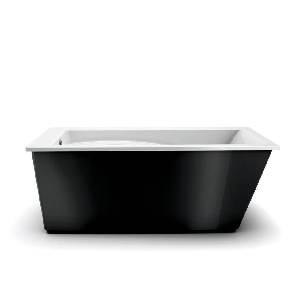 Optik 6032 F Acrylic Freestanding End Drain Aerofeel Bathtub in White with Black Skirt