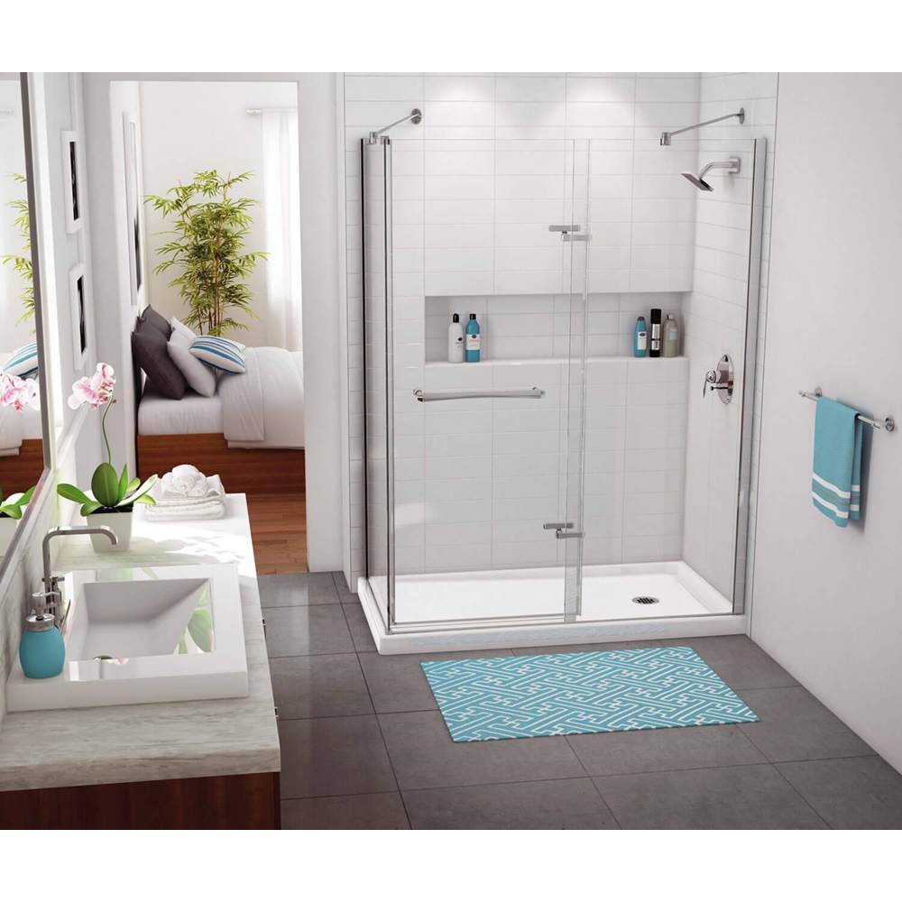 Rectangular Base 6036 3 in. Acrylic Corner Left or Right Shower Base with Left-Hand Drain in White