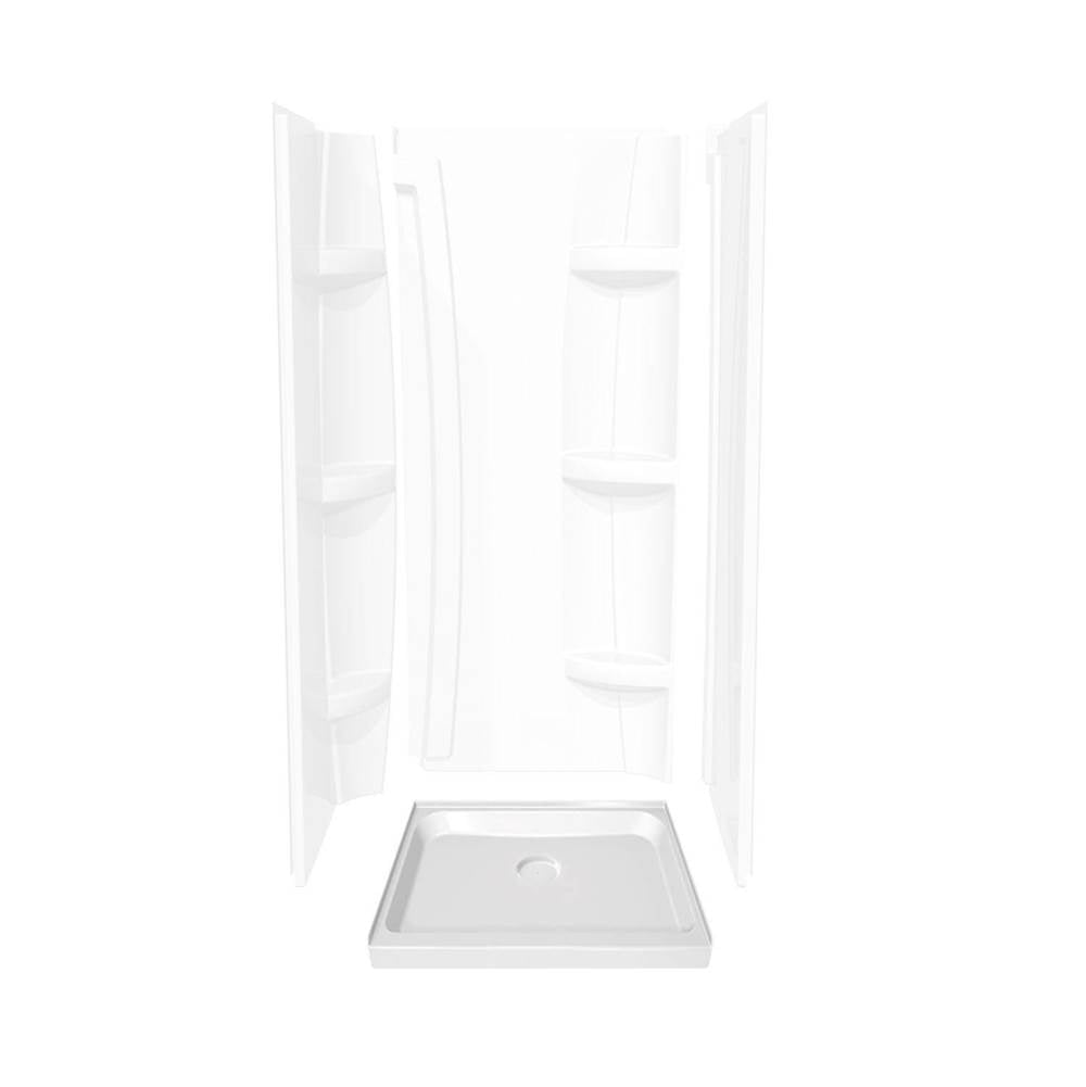 Square Base 42 3 in. 42 x 42 Acrylic Alcove Shower Base with Center Drain in White