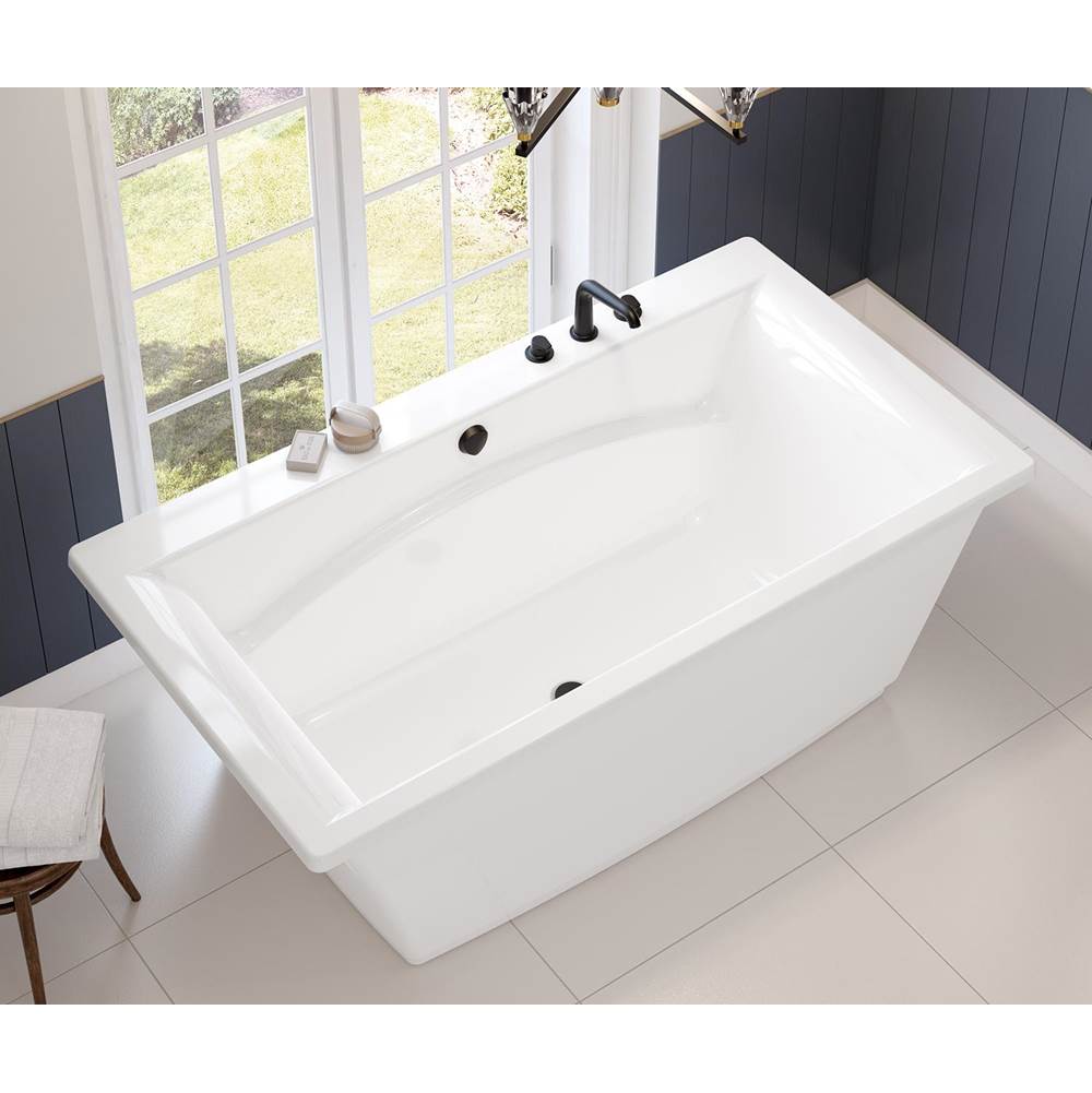 Optik 6636 F Acrylic Freestanding Center Drain Bathtub in White with White Skirt