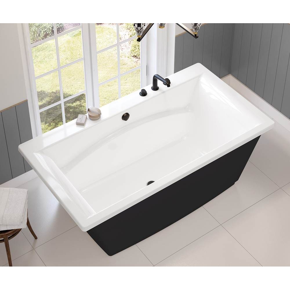 Optik 6636 F Acrylic Freestanding Center Drain Aerofeel Bathtub in White with Black Skirt