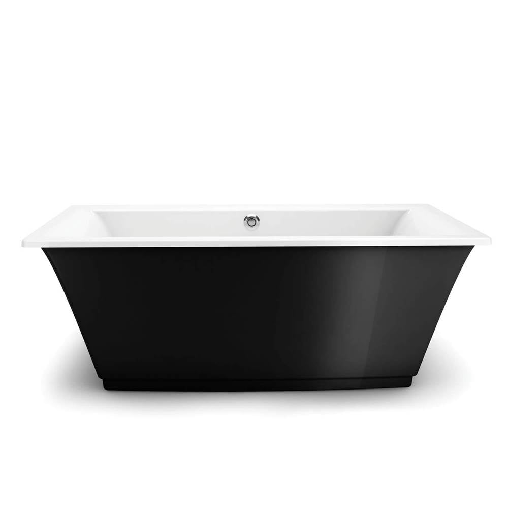 Optik 6636 F Acrylic Freestanding Center Drain Aerofeel Bathtub in White with Black Skirt