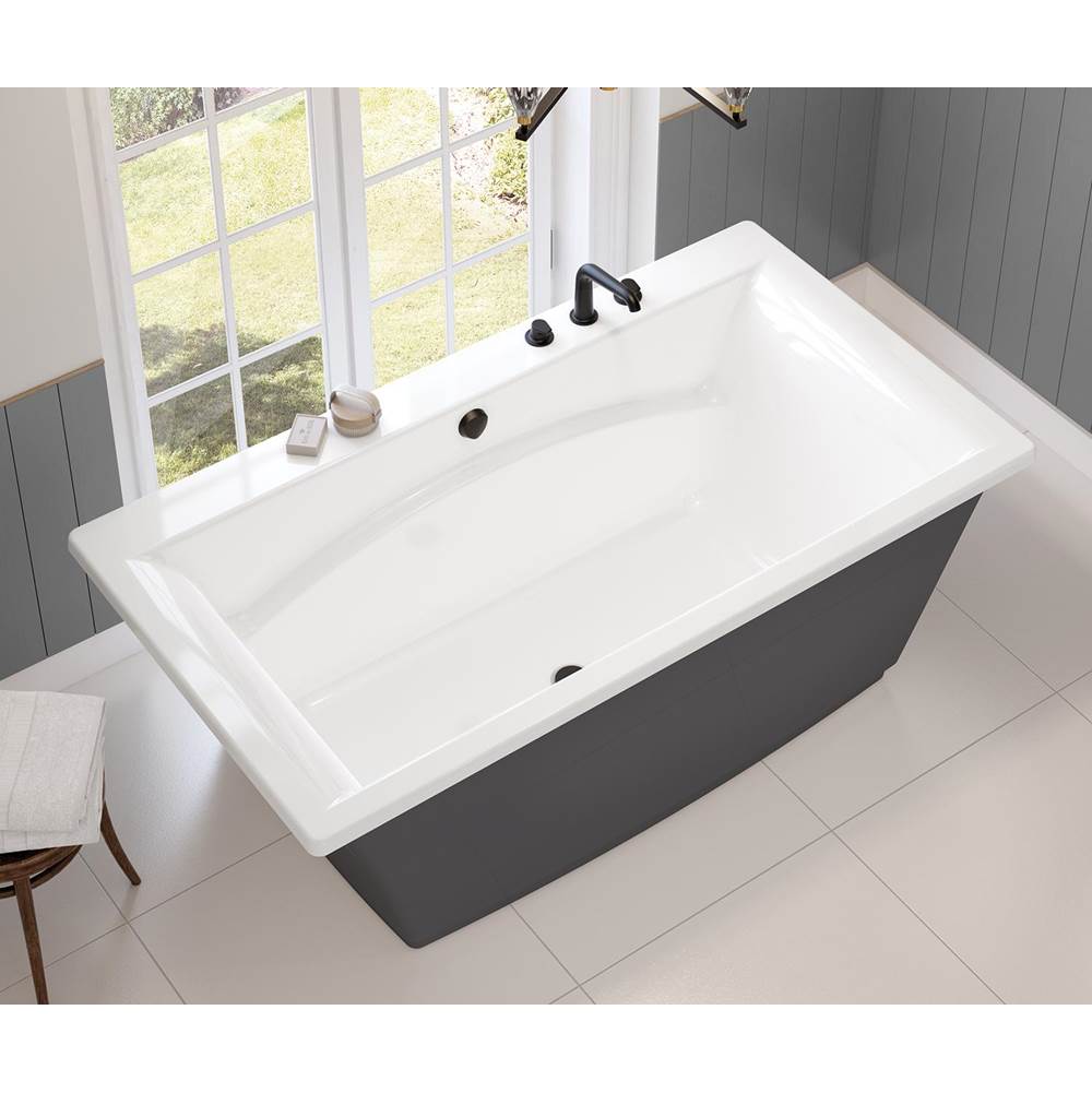 Optik 6636 F Acrylic Freestanding Center Drain Bathtub in White with Thunder Grey Skirt