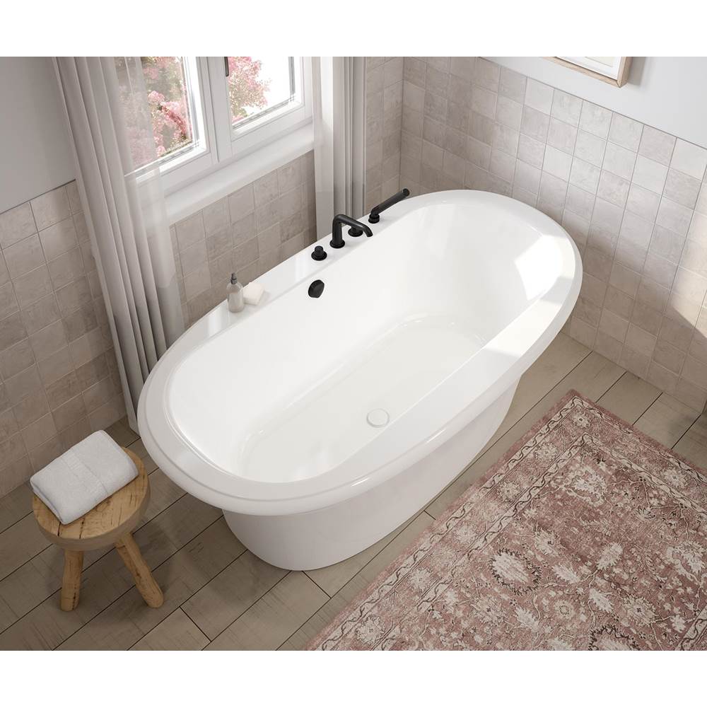 Ella Sleek 66 x 36 Acrylic Freestanding Center Drain Bathtub in White with White Skirt