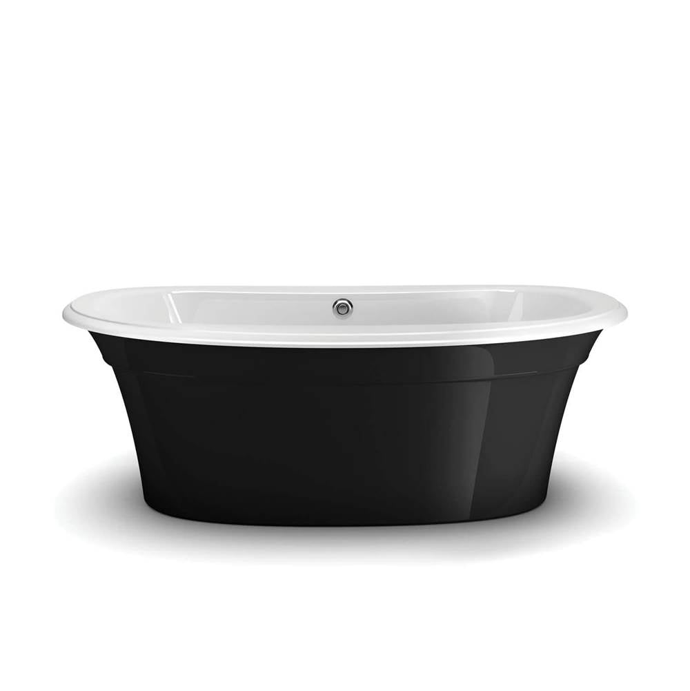 Ella Sleek 66 x 36 Acrylic Freestanding Center Drain Bathtub in White with Black Skirt