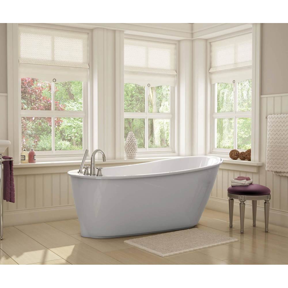 Maax - Sax 6032 AcrylX Freestanding End Drain Bathtub in White with Sterling Silver Skirt - Sterling Silver