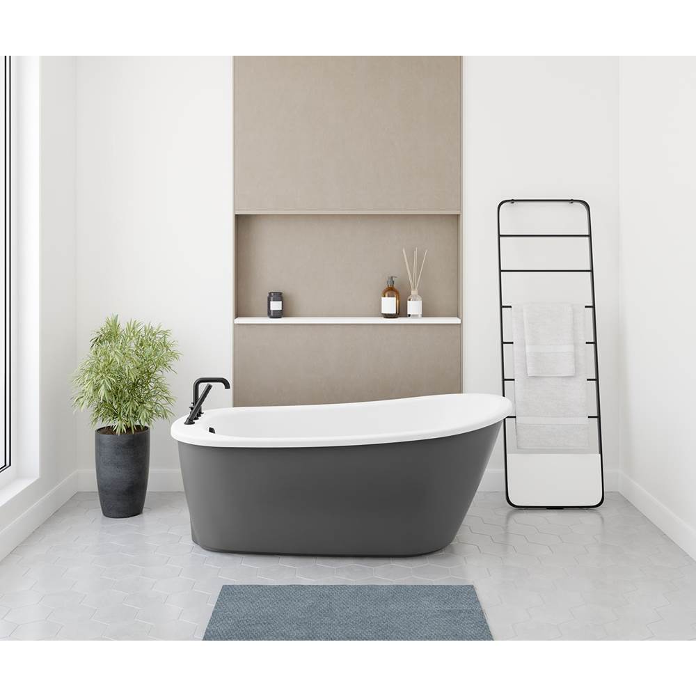 Maax - Sax 6032 AcrylX Freestanding End Drain Bathtub in White with Thundey Grey Skirt - Thunder Gray