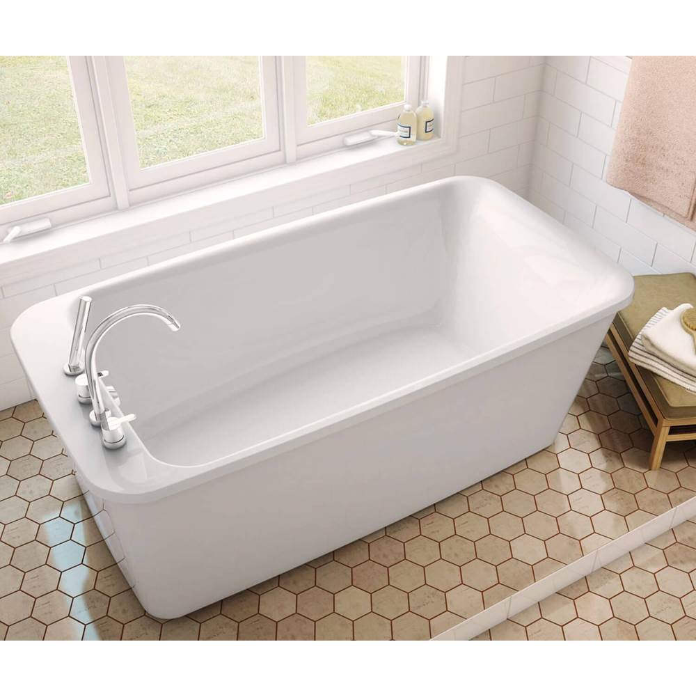 Lounge 6434 Acrylic Freestanding End Drain Bathtub in White with White Skirt
