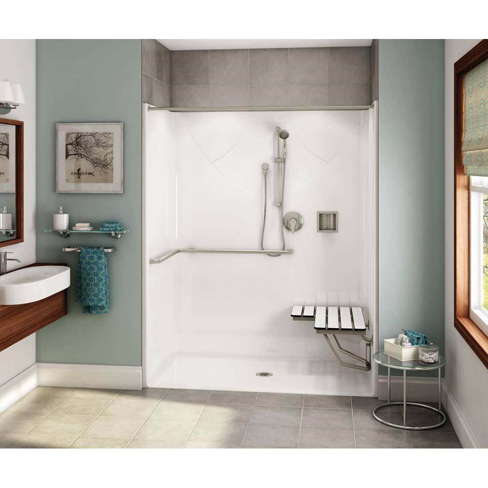 Maax - OPS-6030 ADA Compliant (with Seat) AcrylX Alcove Center Drain One-Piece Shower in White - White