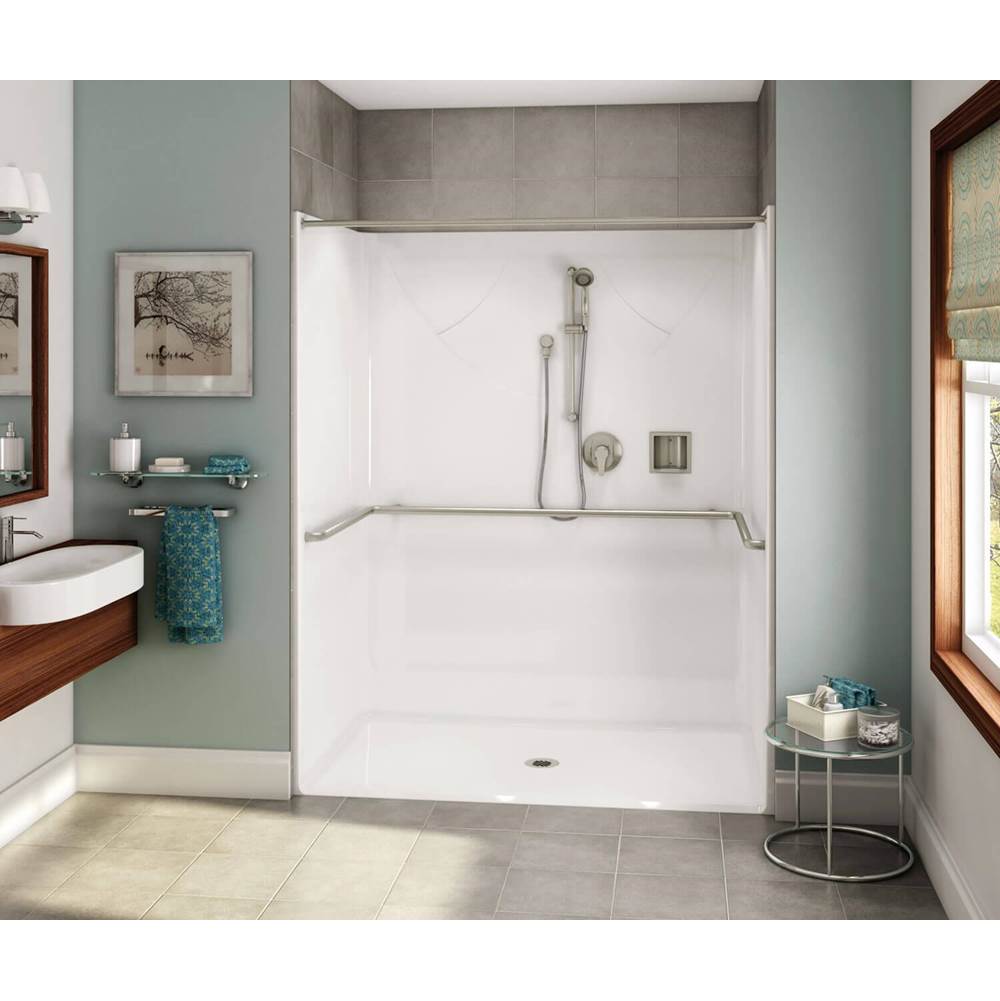 Maax - OPS-6036 ADA Compliant (without Seat) AcrylX Alcove Center Drain One-Piece Shower in White - White