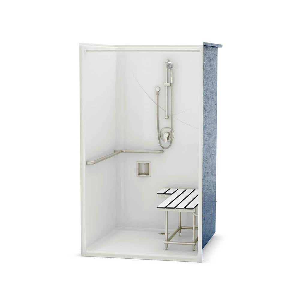 OPS-4248 California Title 24 Compliant AcrylX Alcove Center Drain One-Piece Shower in White