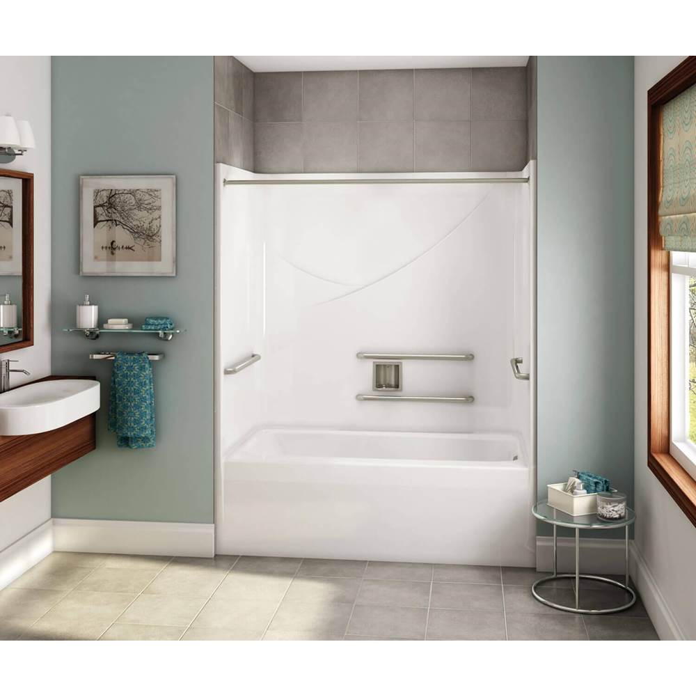 Maax - OPTS-6032 - ADA Grab Bars AcrylX Alcove Right-Hand Drain One-Piece Tub Shower in White - White