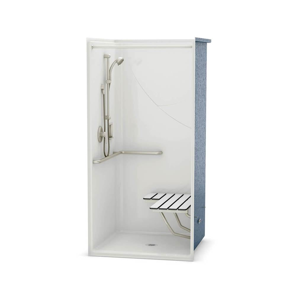OPS-3636-RS - Complete Accessibility Package AcrylX Alcove Center Drain One-Piece Shower in White