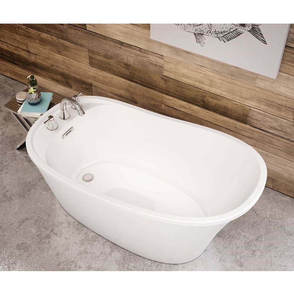 Ariosa 6032 Acrylic Freestanding End Drain Bathtub in White with White Skirt