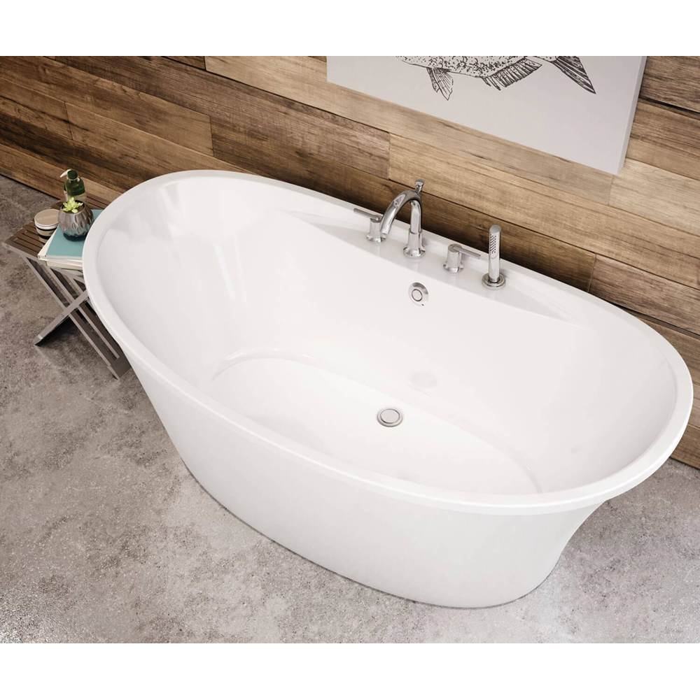 Ariosa 6636 Acrylic Freestanding Center Drain Bathtub in White with White Skirt