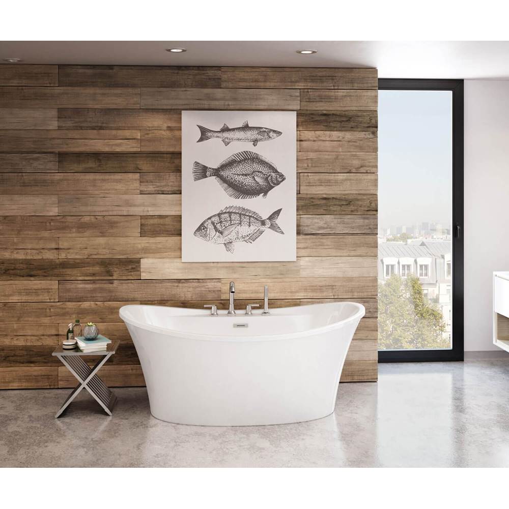 Ariosa 6636 Acrylic Freestanding Center Drain Bathtub in White with White Skirt