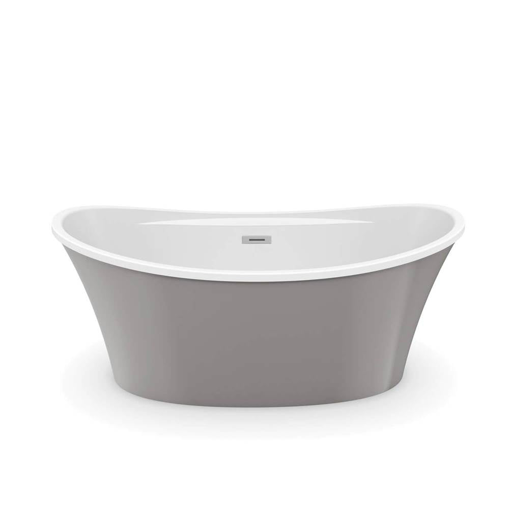 Ariosa 6636 Acrylic Freestanding Center Drain Bathtub in White with Sterling Silver Skirt