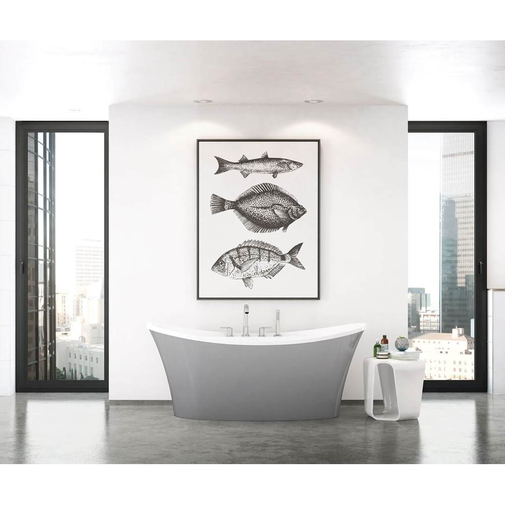 Maax - Ariosa 6636 Acrylic Freestanding Center Drain Bathtub in White with Sterling Silver Skirt - Sterling Silver