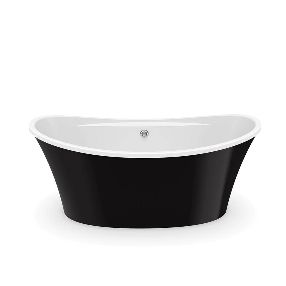 Ariosa 6636 Acrylic Freestanding Center Drain Bathtub in White with Black Skirt
